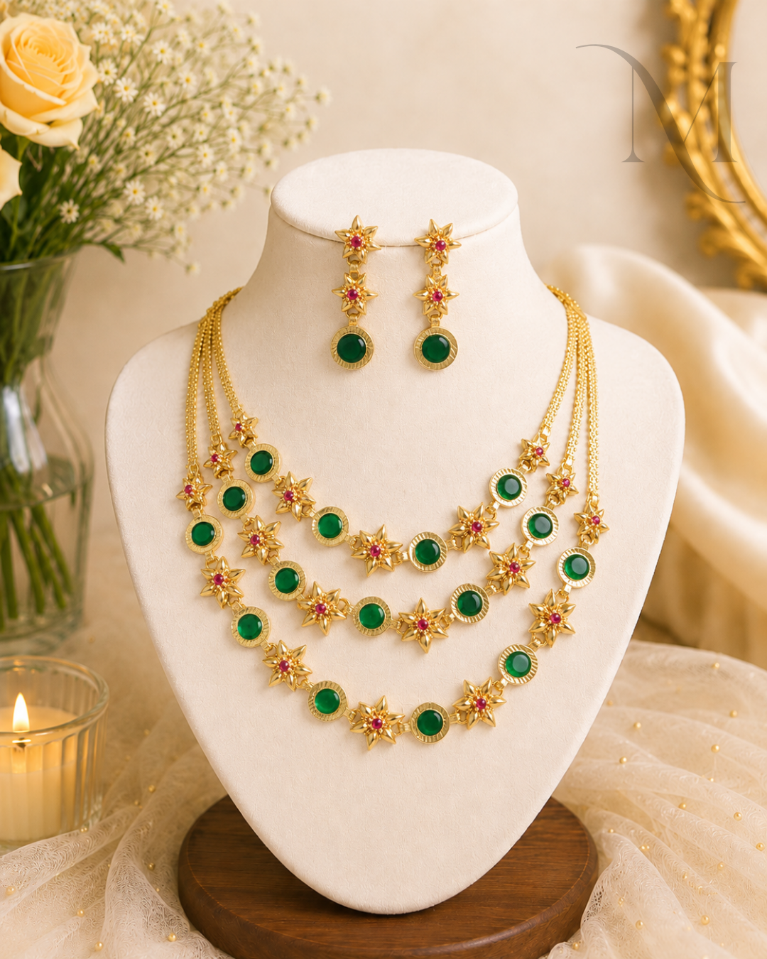 Emerald Tara Three Layer Necklace Set 💚