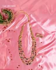 Elegant Multi-Layer Temple Necklace Set with Earrings