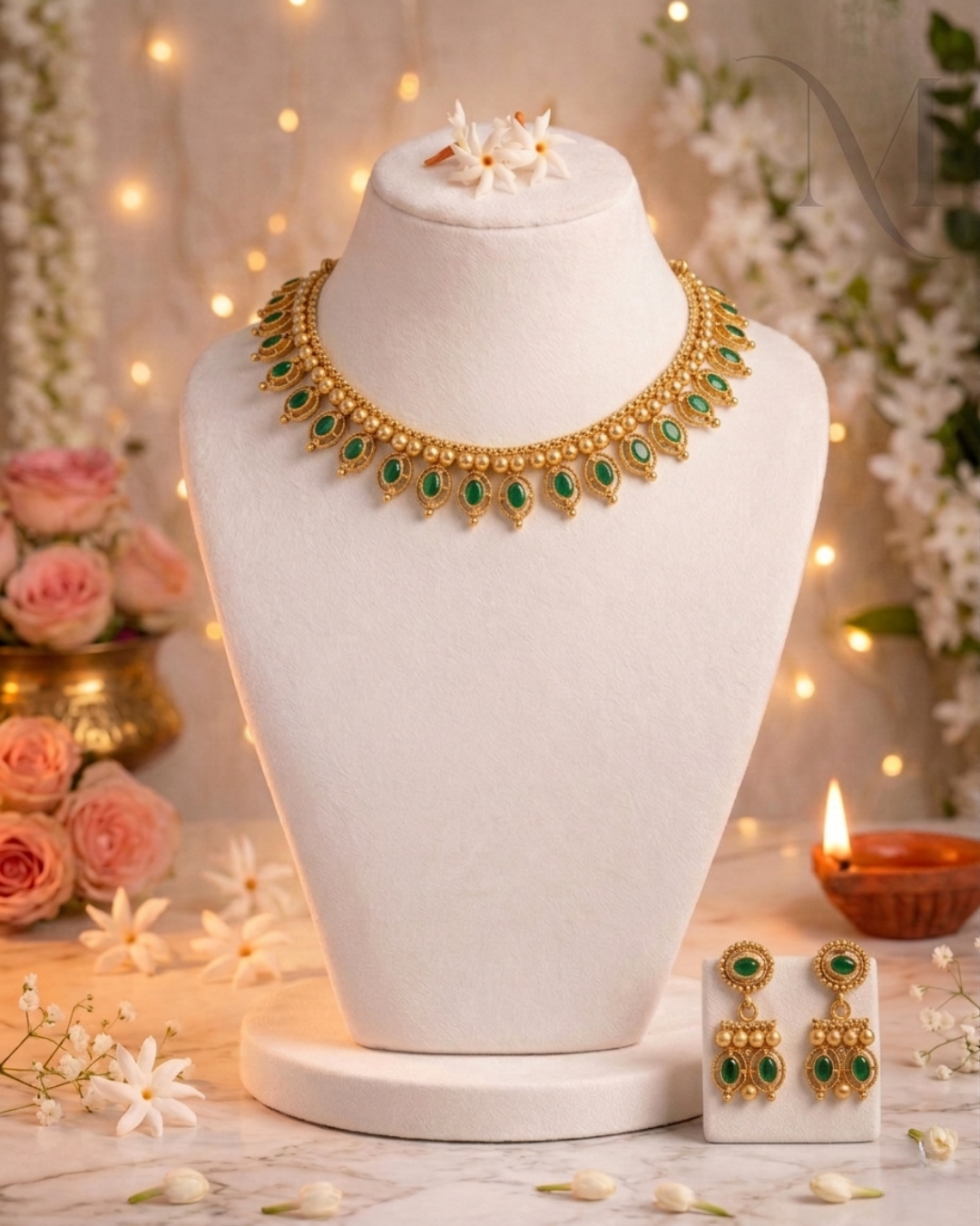 Harini Green Stone Necklace