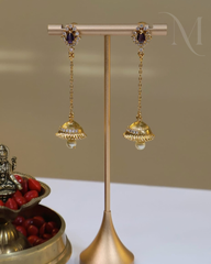 Alli (അല്ലി) – Purple Pearl Hanging Jhumka 💜