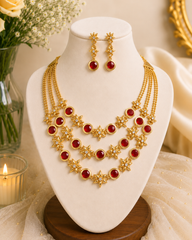 Ruby Tara Three Layer Necklace Set ❤️