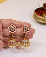 Premium Kemp Jadau Pearl Jhumka