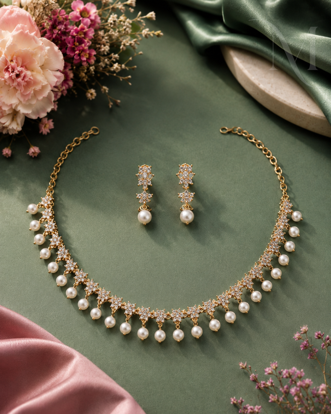 Pearl Blossom Necklace Set