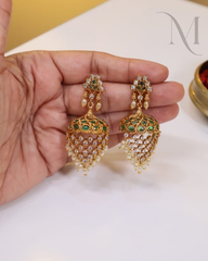 Meher Green Kundan Pearl Jhumka