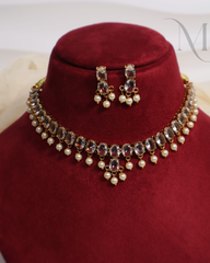 Ruhika white stone & Pearl Necklace Set