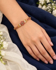 Ruby Green Floral Kemp Openable Bangle