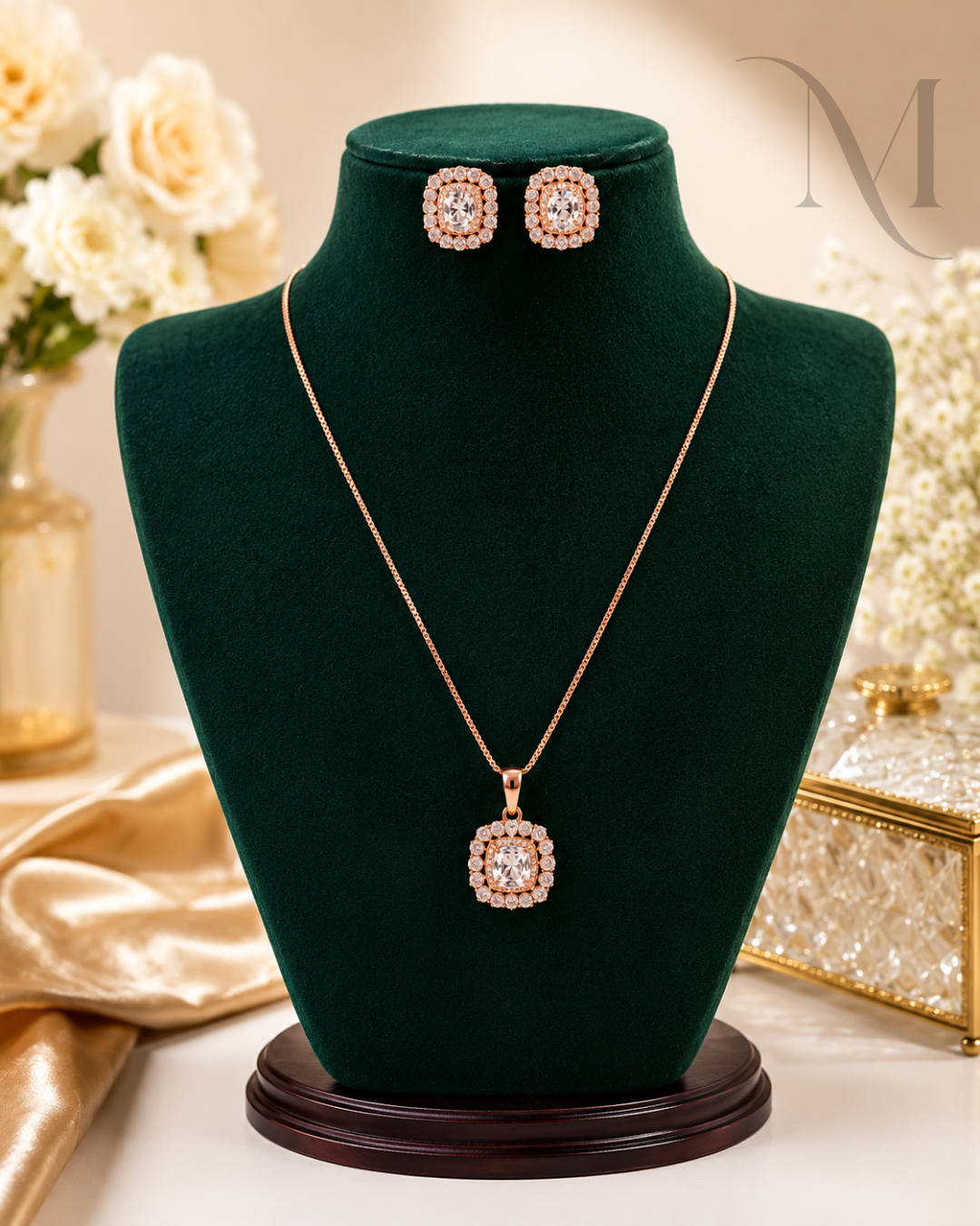 Roselle Diamond Pendant Set