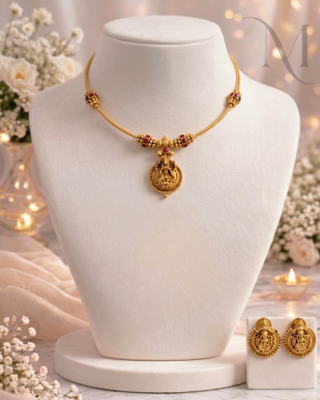 Red Lakshmi Pendant Necklace