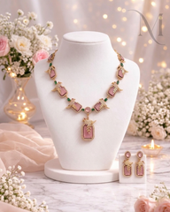 Mayura Emerald/Rose Kundan Necklace