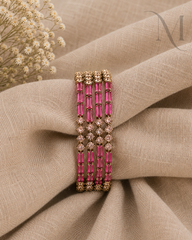 Zarmina Premium Stone Bangles - Ruby Pink