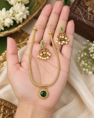 Non-Idol Antique Green Stone Necklace Set