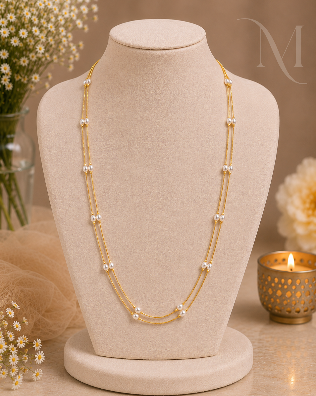 Ananya Pearl Double Layer Chain