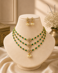 Noor Emerald Polki Necklace Set