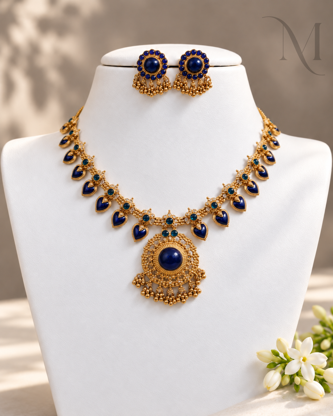 Non idol blue stone necklace set