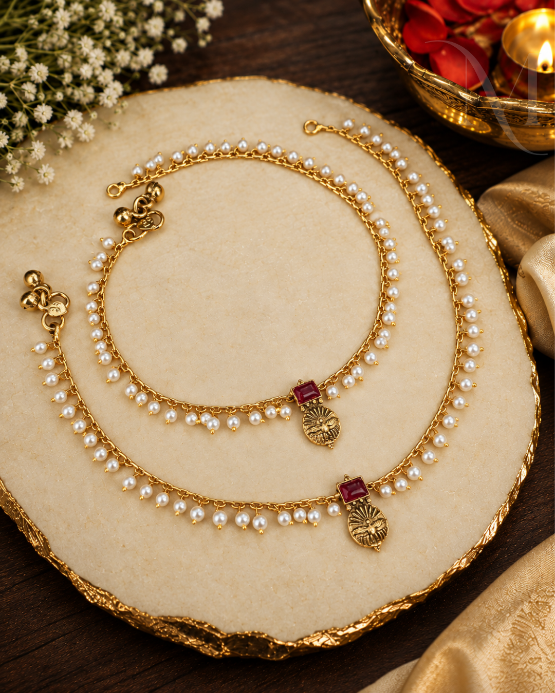 Pearl Hanging Anklets