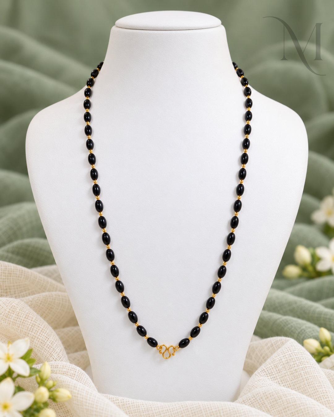 Classic Oval Black Mani Mala ✨