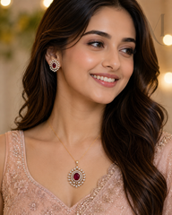 Vajra AD stone pendant earring set