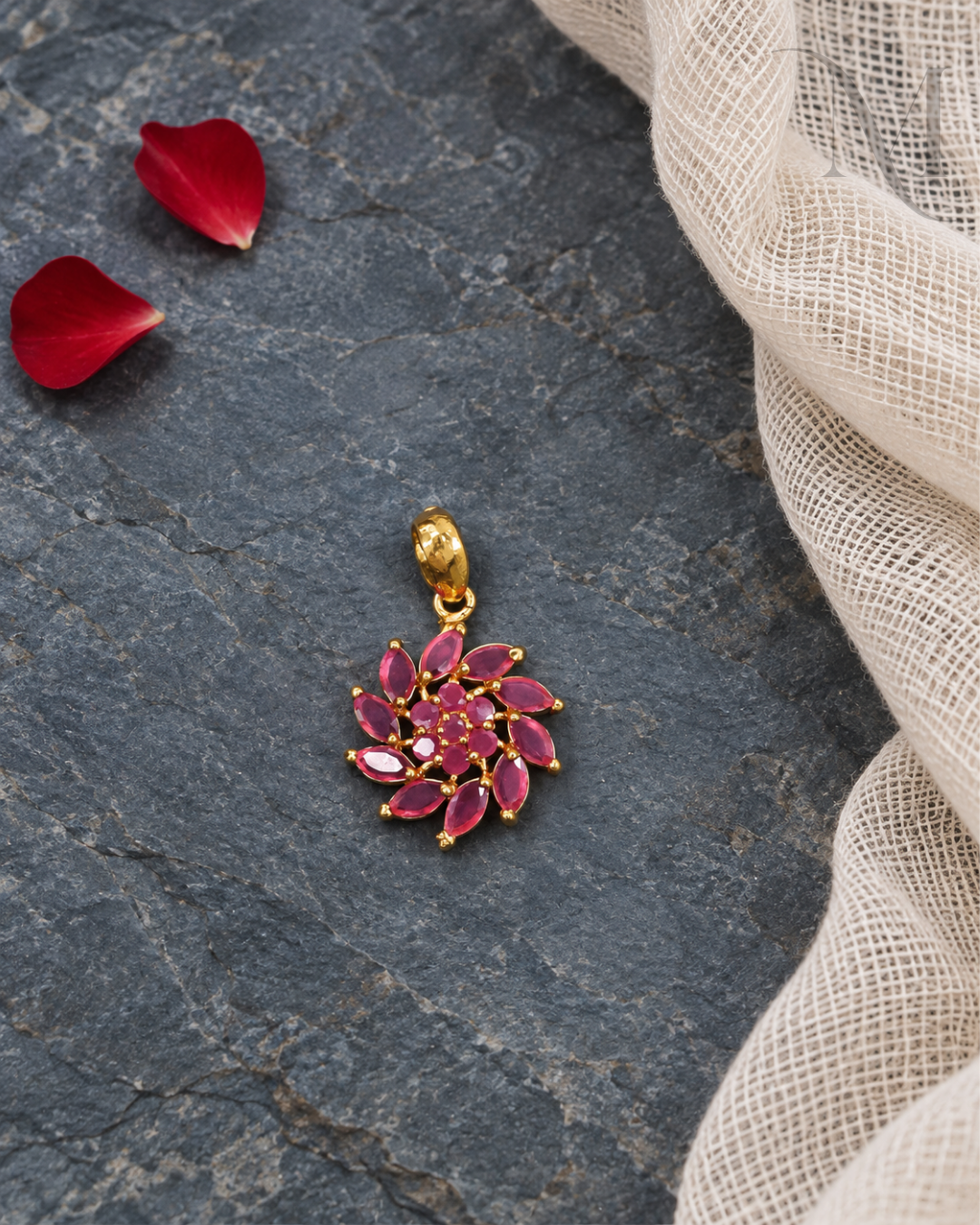 Manika Ruby Bloom Floral Pendant 🌸