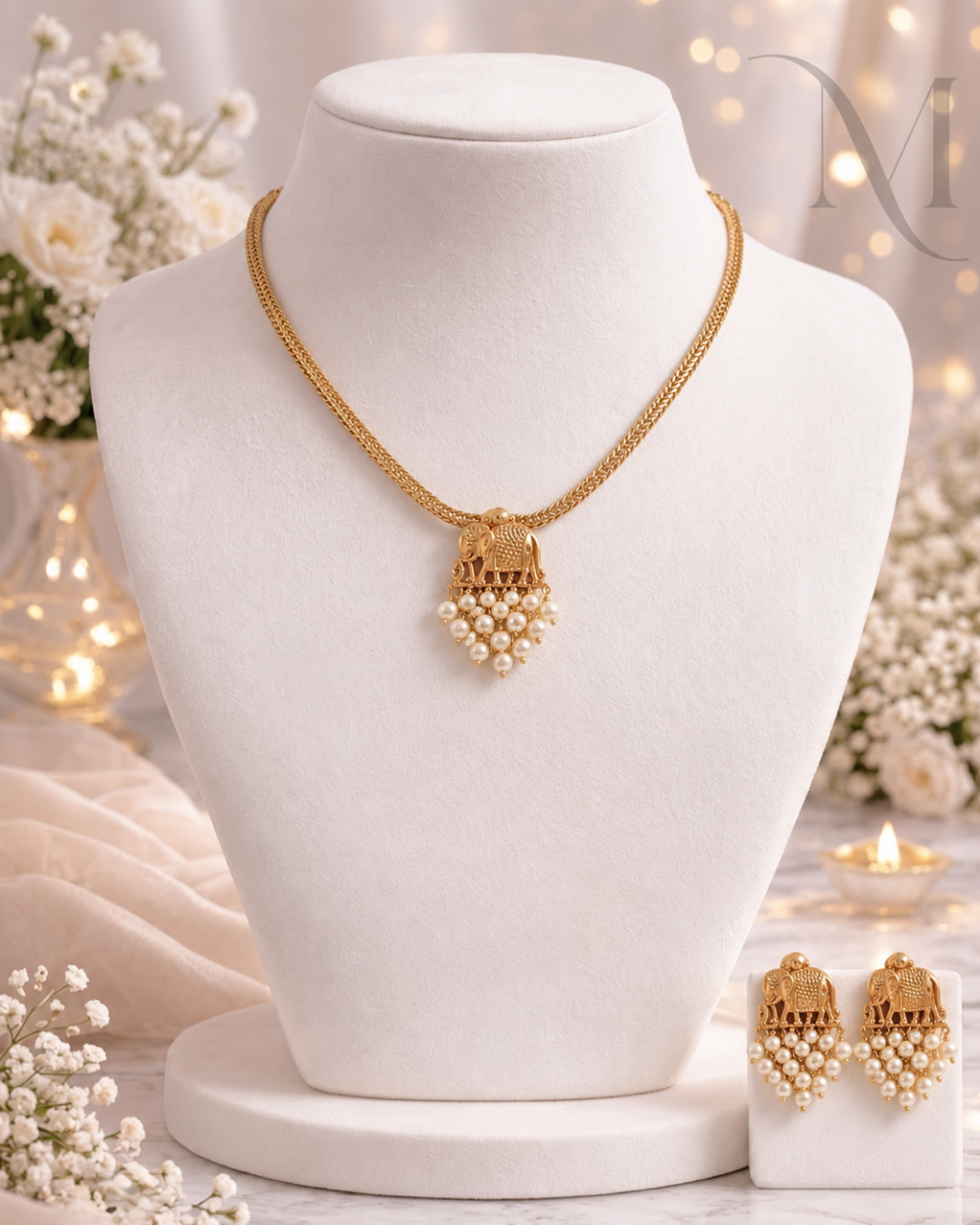 Gajamuktha Pearl Necklace Set