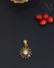 Manika Ruby Emerald Blossom Pendant 🌸