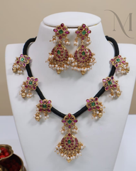 Megha – Premium Kemp Black Thread Dori Necklace Set