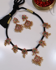 Megha – Premium Kemp Black Thread Dori Necklace Set