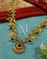 Lakshmi Coin & Palakka Heritage Necklace in Antique Gold