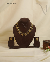 Regal Heritage Gold-Toned Temple Necklace Set