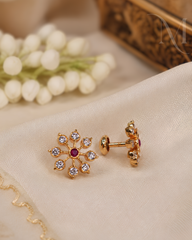 Ramanika Premium Impon Studs - Red