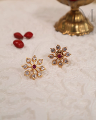 Ramanika Premium Impon Studs - Red