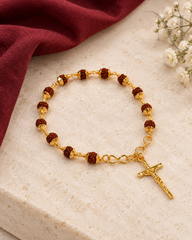 Rudraksha Bracelet with Cross Charm