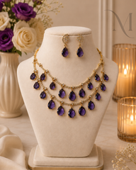 Amethysta Crystal 2 Layer Necklace Set