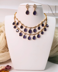 Amethysta Crystal 2 Layer Necklace Set