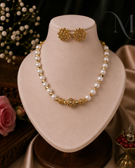 Pearl & Gold Beads Necklace Set 🤍✨