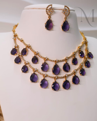 Amethysta Crystal 2 Layer Necklace Set
