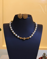 Pearl & Gold Beads Necklace Set 🤍✨