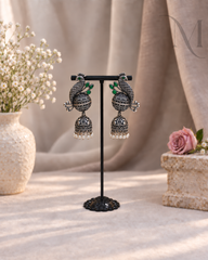 Premium Silver Replica Oxidised Jumka - 4 colours available