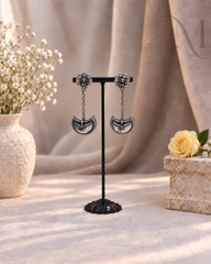 Premium Oxidised Floral Drop Earrings