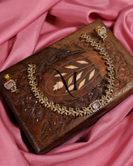 Rose Pink & White CZ Necklace Set with Floral Teardrop Design