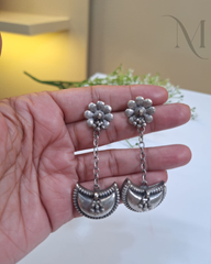Premium Oxidised Floral Drop Earrings