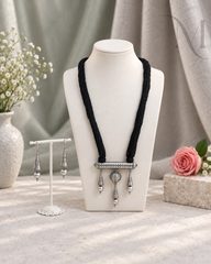 Premium Silver Replica Black Thread Haram Set