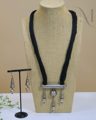 Premium Silver Replica Black Thread Haram Set