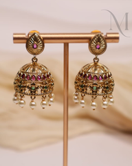 Bhanu Priya Kemp Stone Pearl Jumka 💚💖Green & Ruby