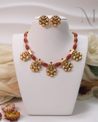 Rajashree Coral Temple Necklace Set