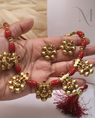 Rajashree Coral Temple Necklace Set