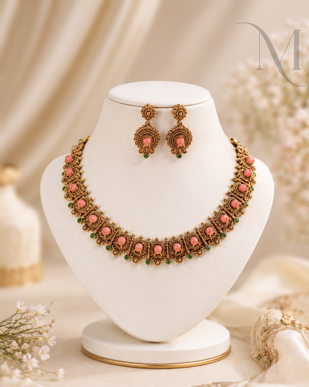 Pavizha Surya Antique Necklace Set