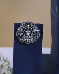 Premium Silver Replica Lakshmi Pendant Haram Set
