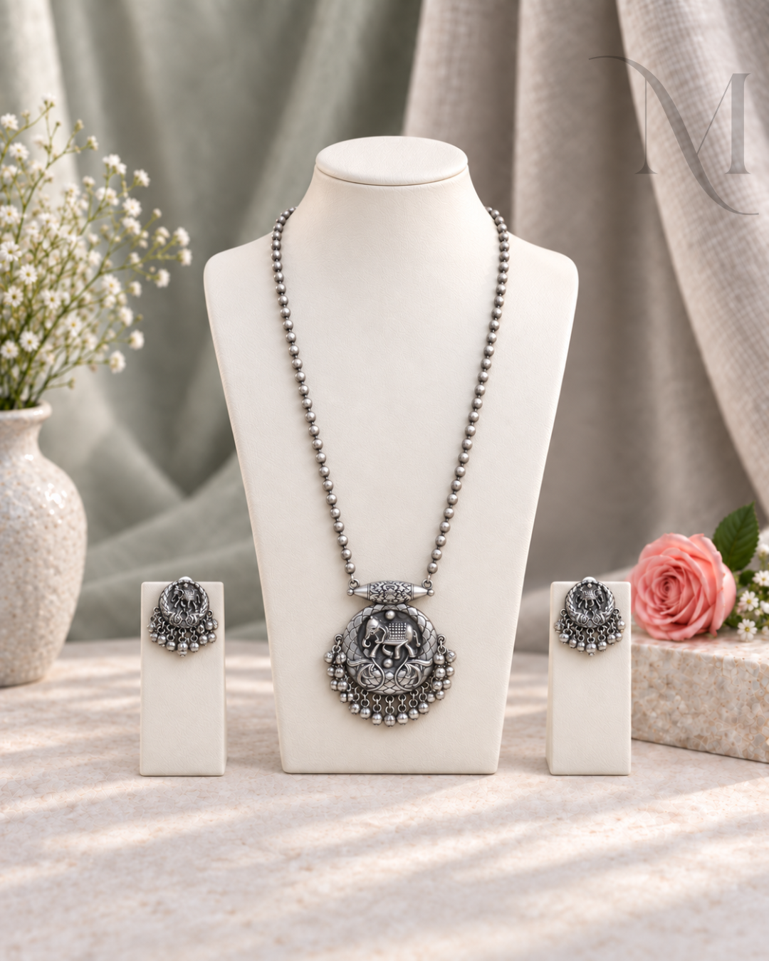 Premium Silver Replica Elephant Haram Set