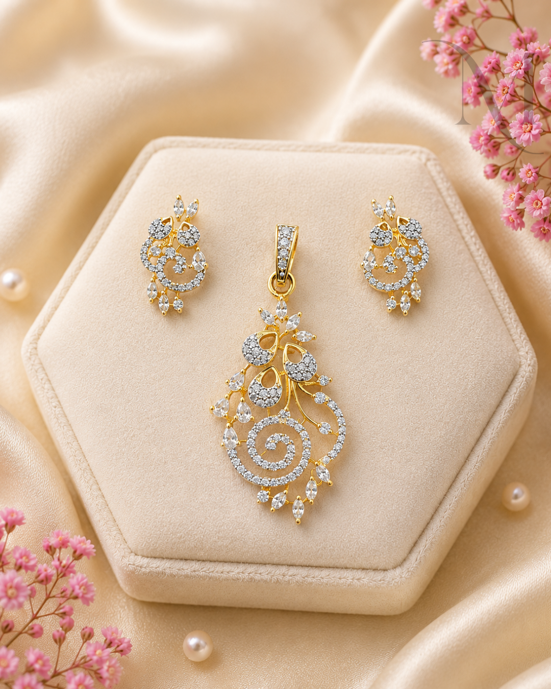 Nidhi Diamond Replica Pendant Set ✨