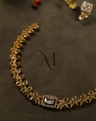 Elegant Gold Necklace Set with Clear Teardrop and Marquise CZs